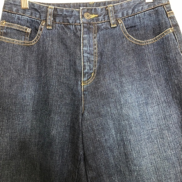 Talbots Petite Stretch High Rise Bootcut Wide Leg Jeans Dark Wash Denim - Size 8 - Picture 3 of 4